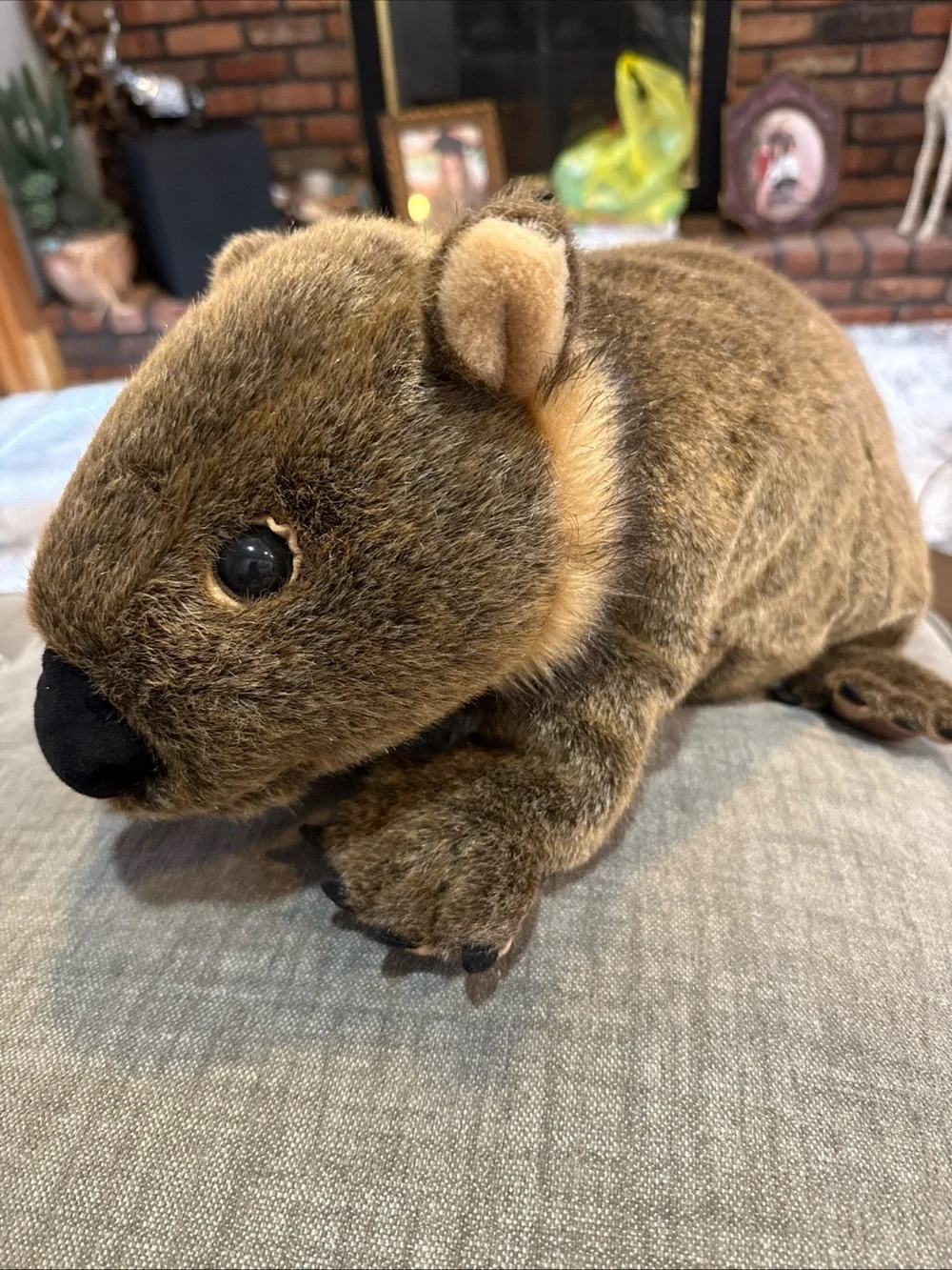 Plush Brown Wombat Pet Toy - Soft Small Animal Plush